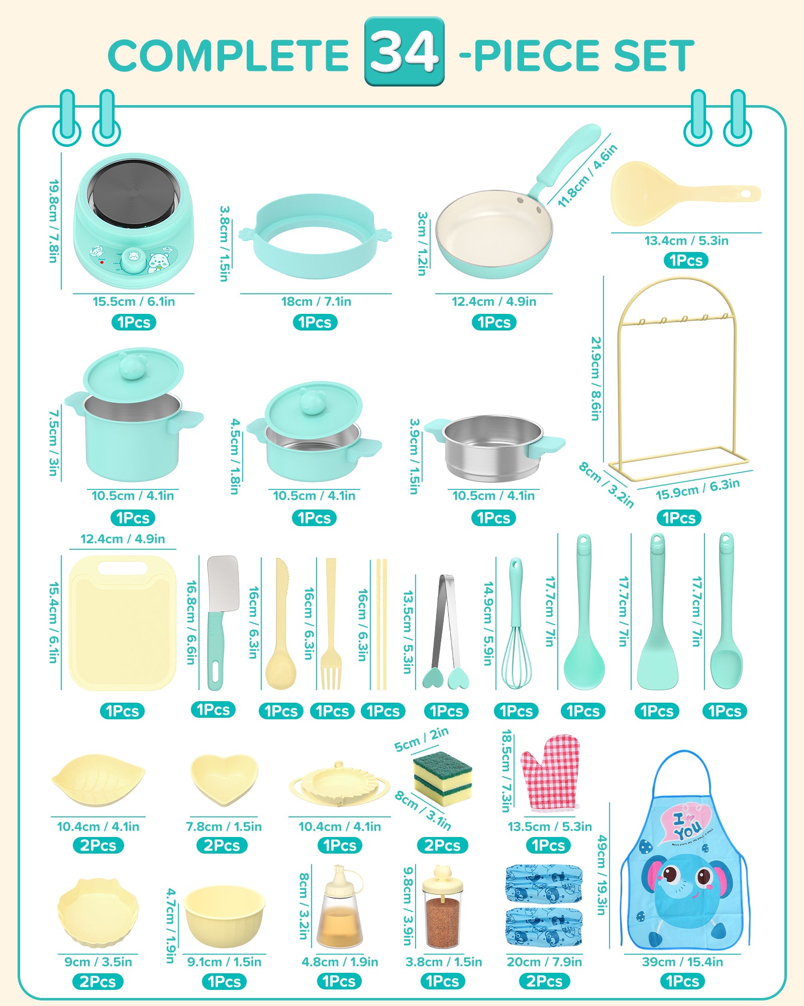 Kids Cooking Sets Real- Safe Mini Kitchen Set with Kids Knife Set for Real Food Making, Toddler Montessori Kitchen Playset for Girls Boys